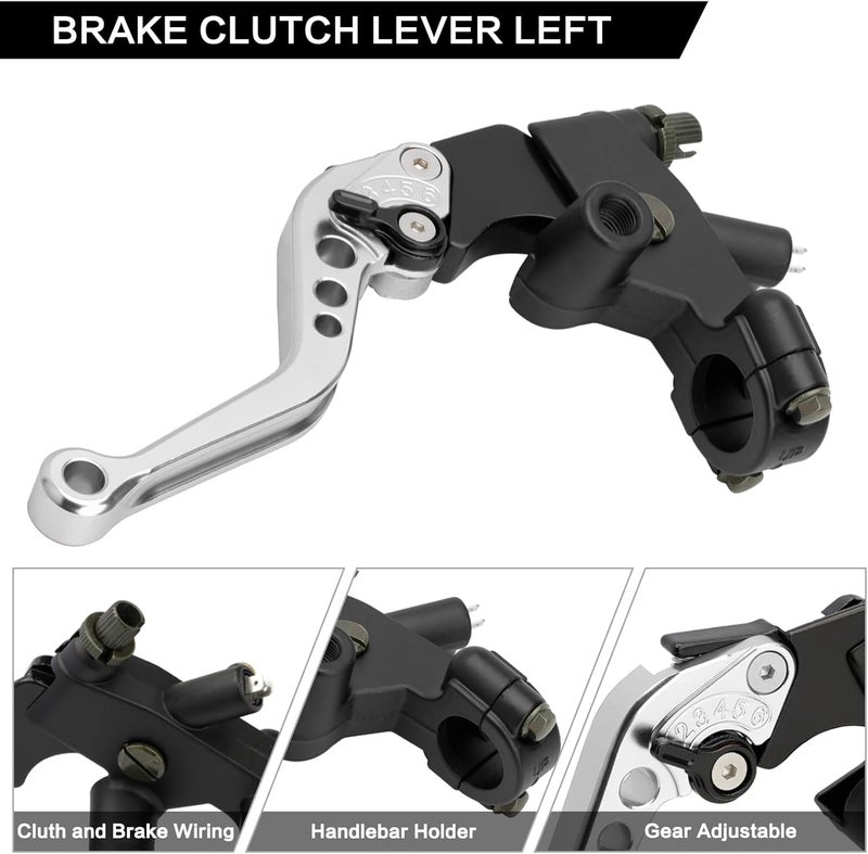 RIDLOG Universal CNC Motorcycle 7/8" 22mm Handlebar Brake Master Cylinder Clutch Lever, Dirt Bike Mini Bike Brake Lever, Brake and Clutch Lever Set Fit for Honda Kawasaki Suzuki Yamaha (Silver) - Image 4
